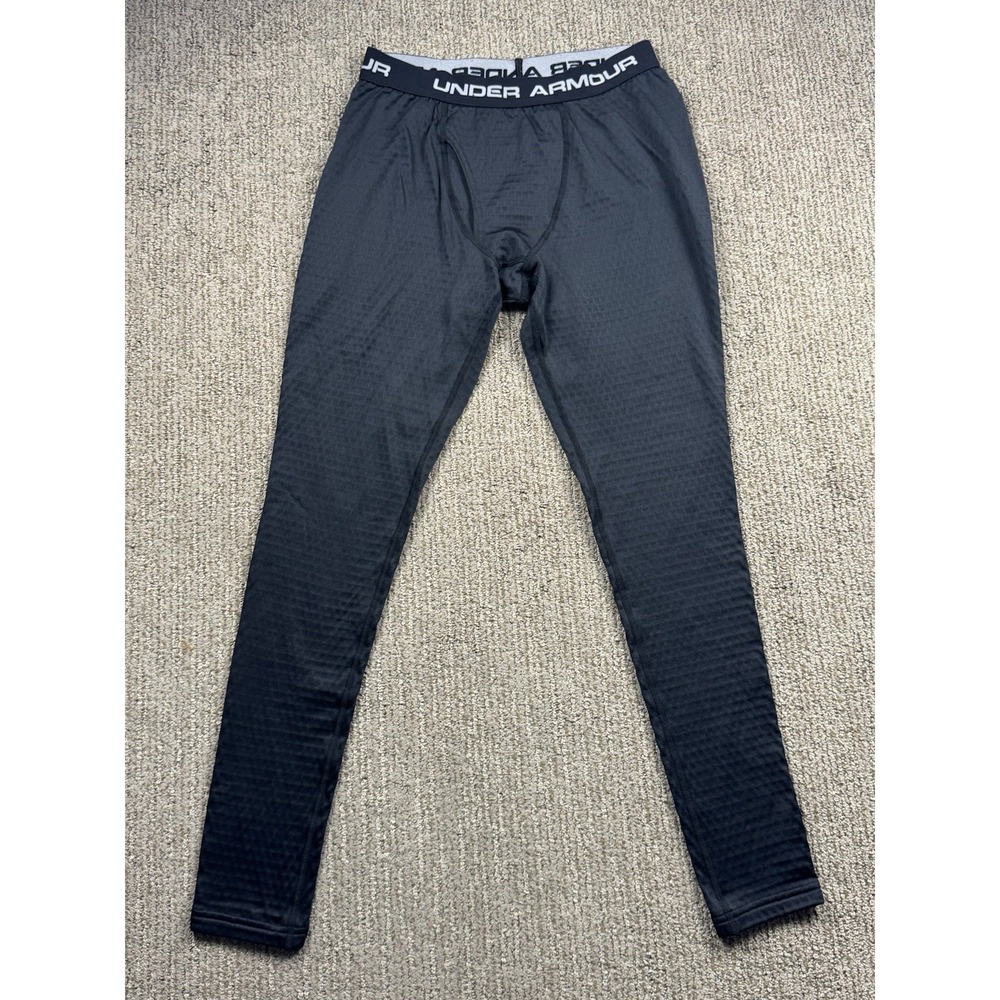 Under Armour Mens M Fitted 2.0 Base Thermal Pants Waffle Fleece Black